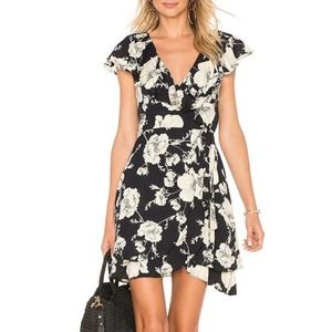 Free People French Quarter floral print Mini Dress Black Size Small